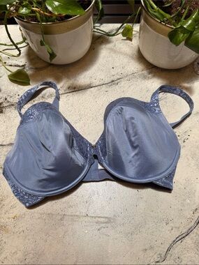 Le Mystere Steel Blue Underwire Lace-Trim T-Shirt Bra size 36G